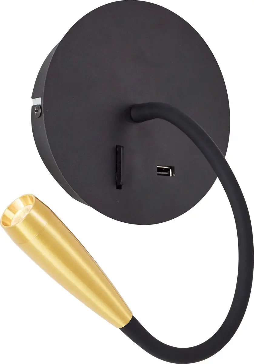 Brilliant Jutta Wandlamp LED 2.8W - Flexibele arm - Zwart/Goud - afbeelding 6 van 6