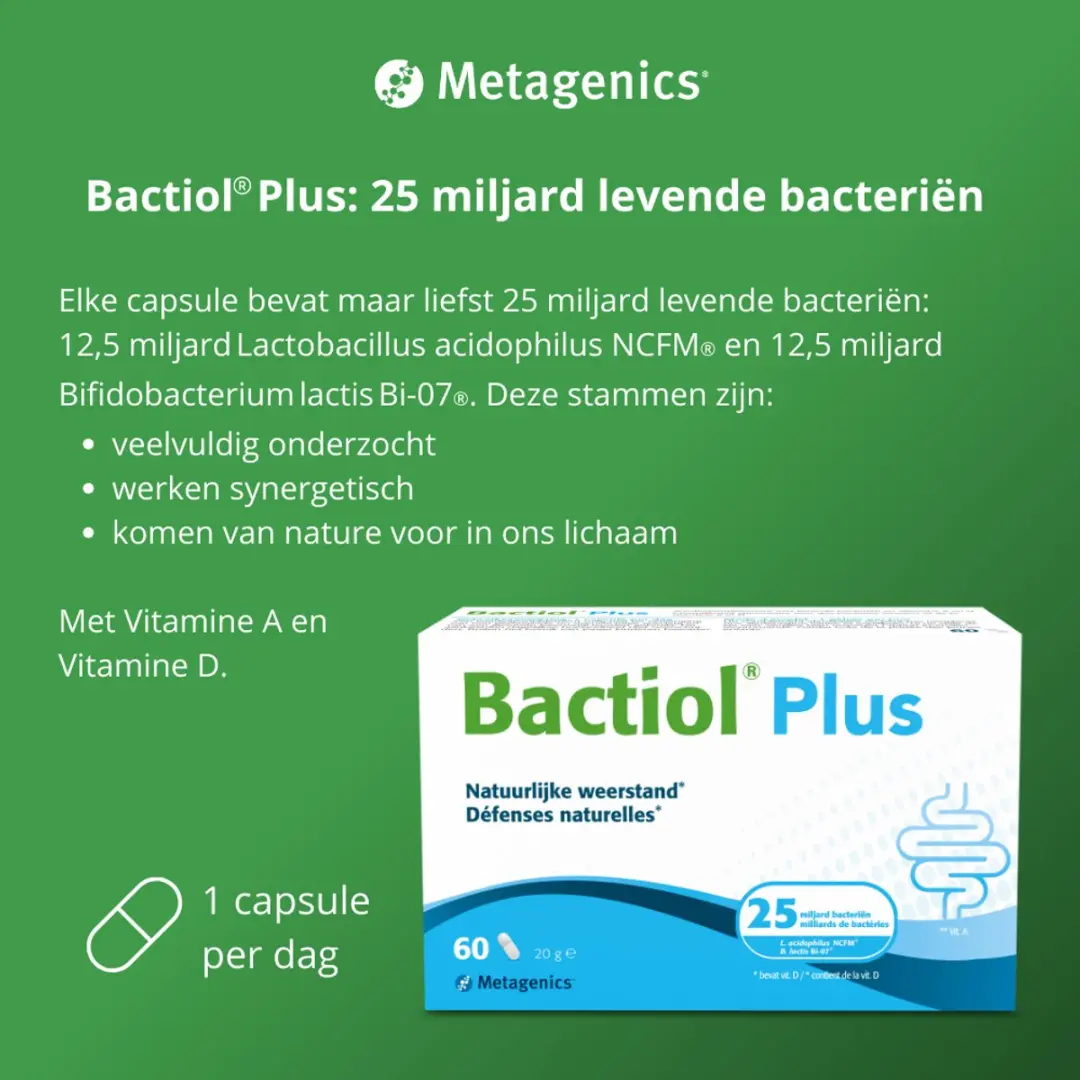 Metagenics Bactiol Plus 60 Capsules - 25 Miljard Bacteriën