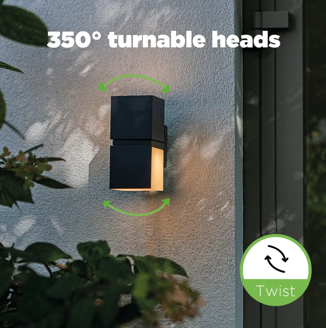 Lutec Cuba LED Wandlamp 2x1000lm 3000K - Mat Zwart