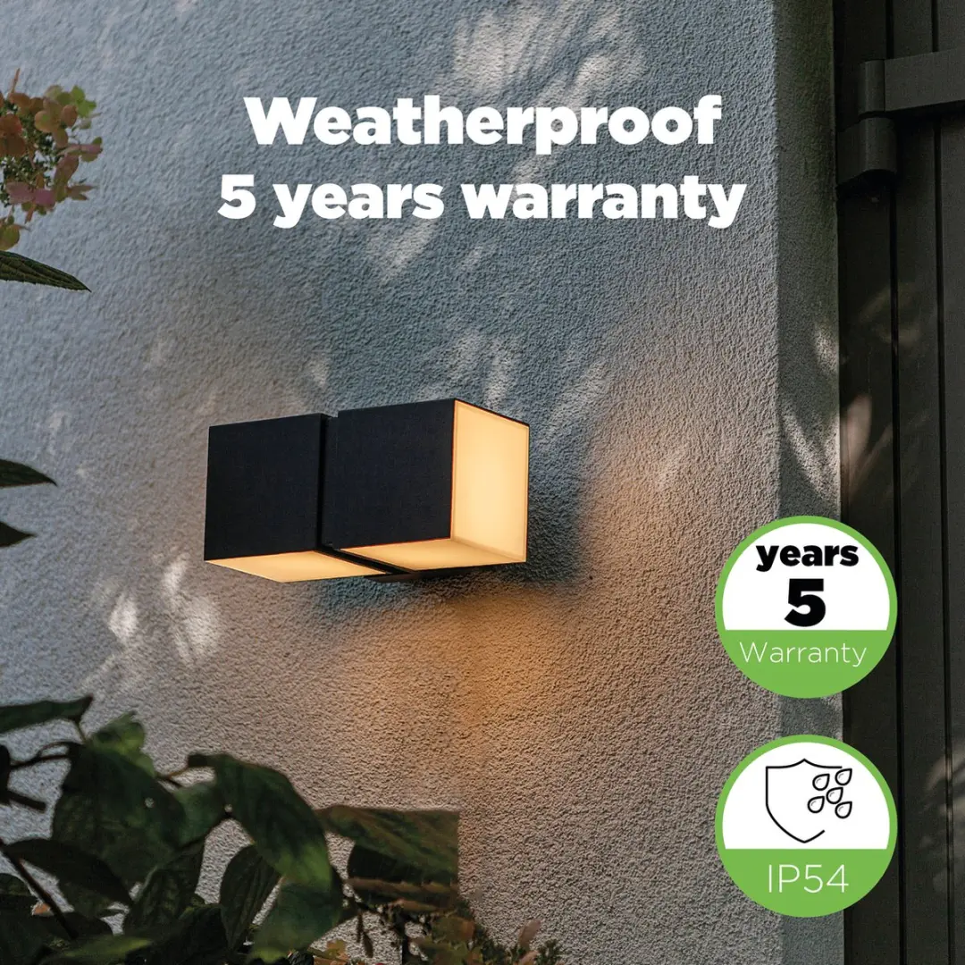 Lutec Cuba LED Wandlamp 2x1000lm 3000K - Mat Zwart - afbeelding 6 van 6