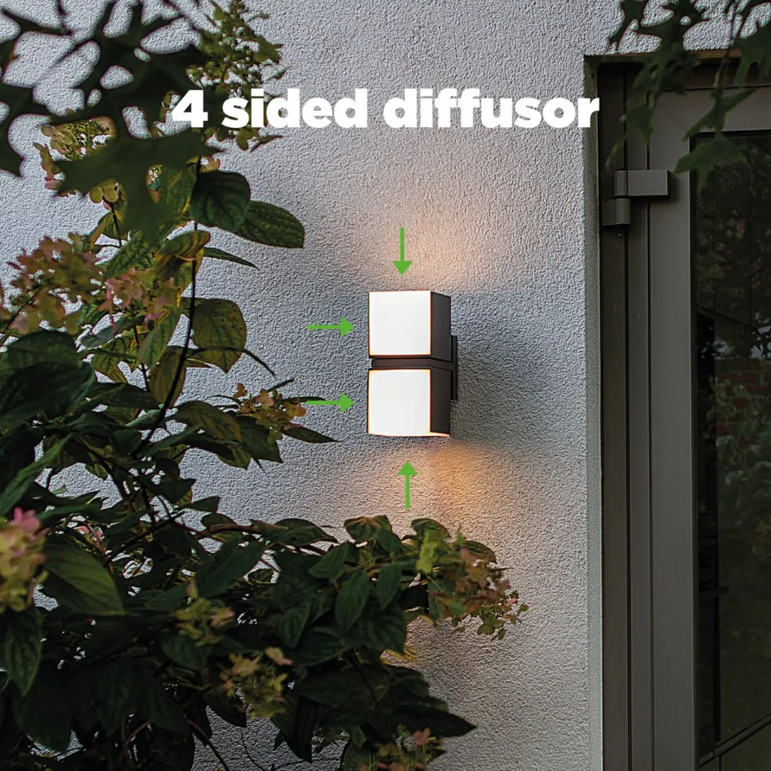 Lutec Cuba LED Wandlamp 2x1000lm 3000K - Mat Zwart