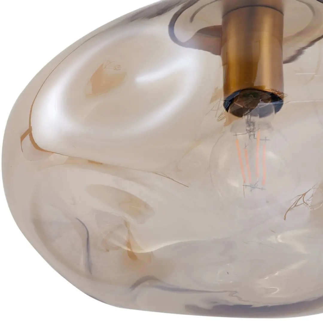 Lindby Hanglamp Glas 1 Licht E27 - 35cm - Amber/Messing