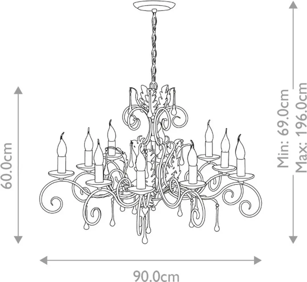 Elstead LED Kroonluchter 10xE14 60W - Dimbaar - Bronze