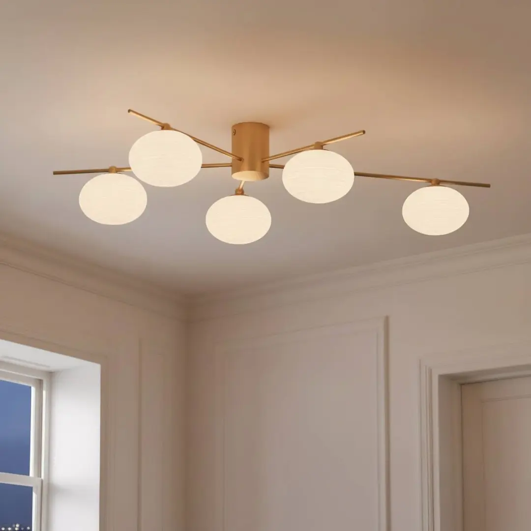 Lindby Plafondlamp 5-Lichts G9 - Goud/Wit