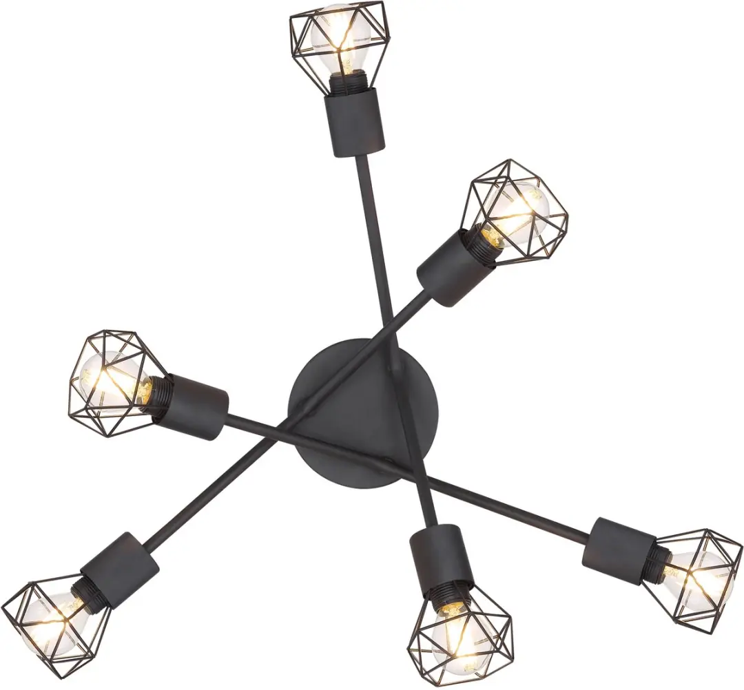 Globo Xara I Plafondlamp Zwart Ø63cm - 6x E14