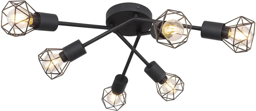 Globo Xara I Plafondlamp Zwart Ø63cm - 6x E14