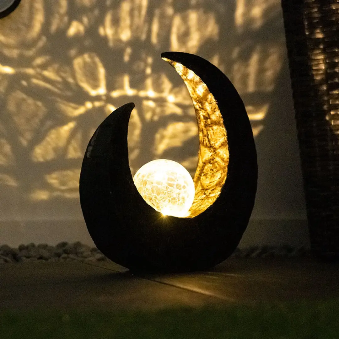 Globo Solarlamp Maan Lichtbol - Set van 2 - Zwart
