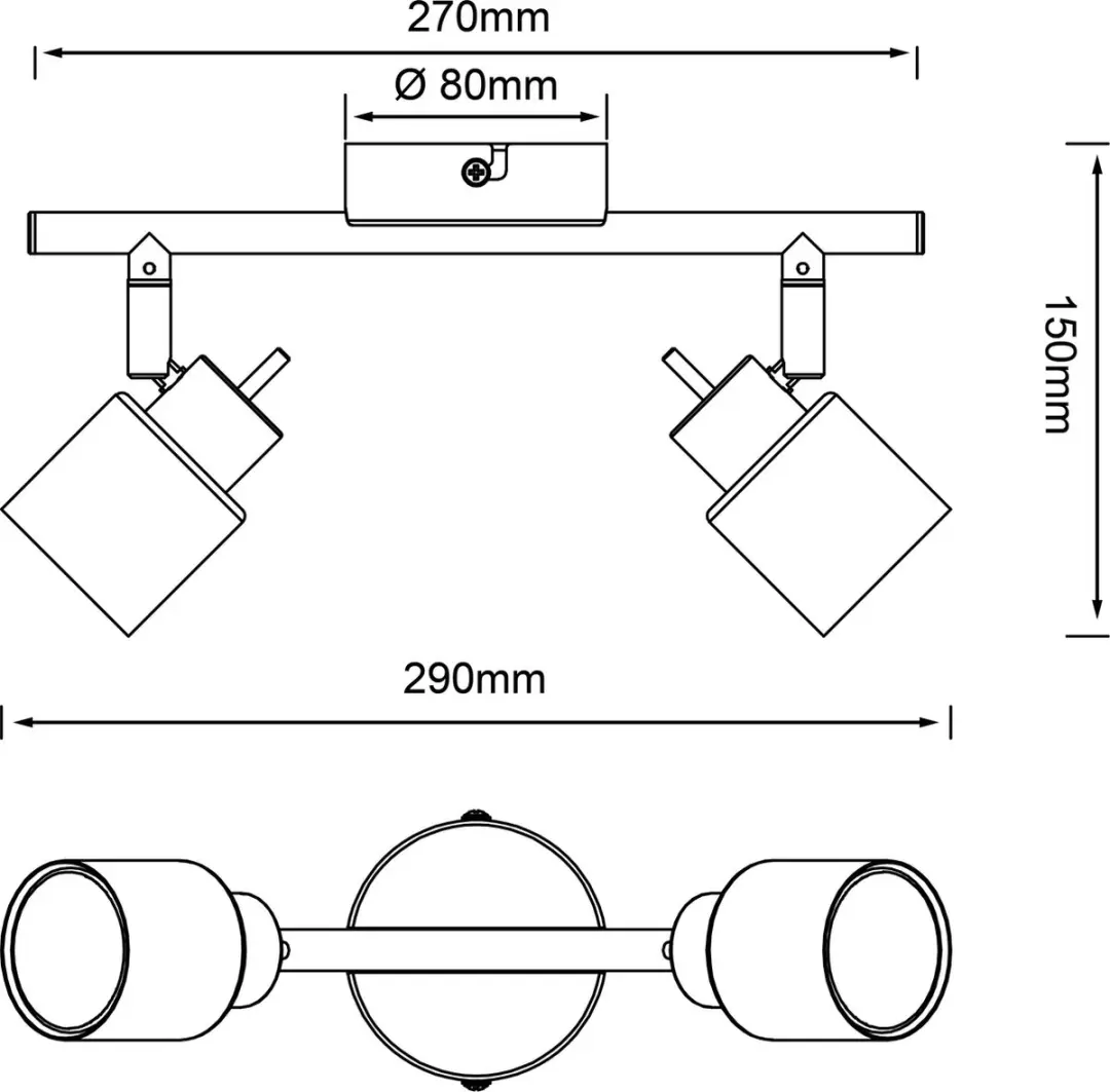 Brilliant Andres G74513/76 Plafondspot - 2x10W - Zwart