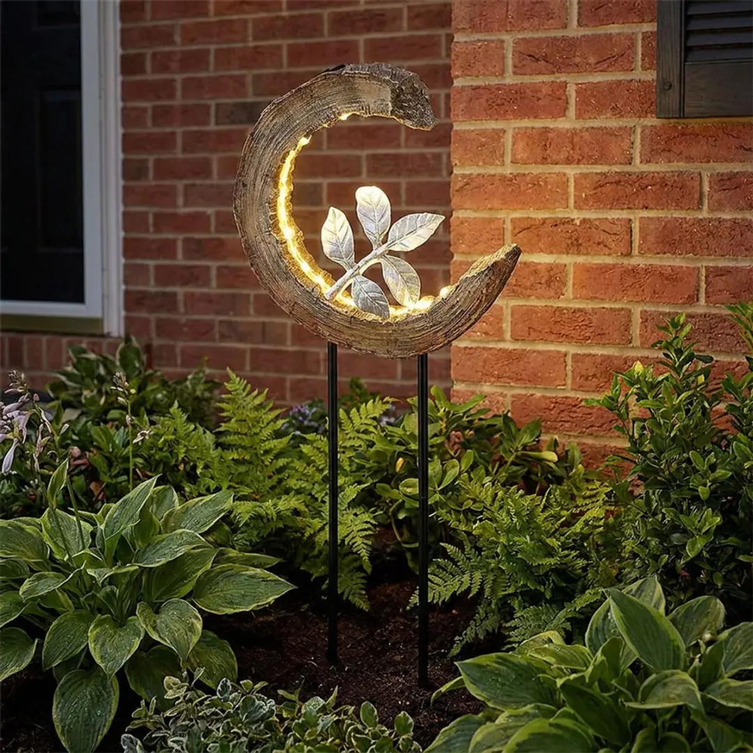 Globo Solarlamp Maan Houtlook 24x52cm - 2 Stuks