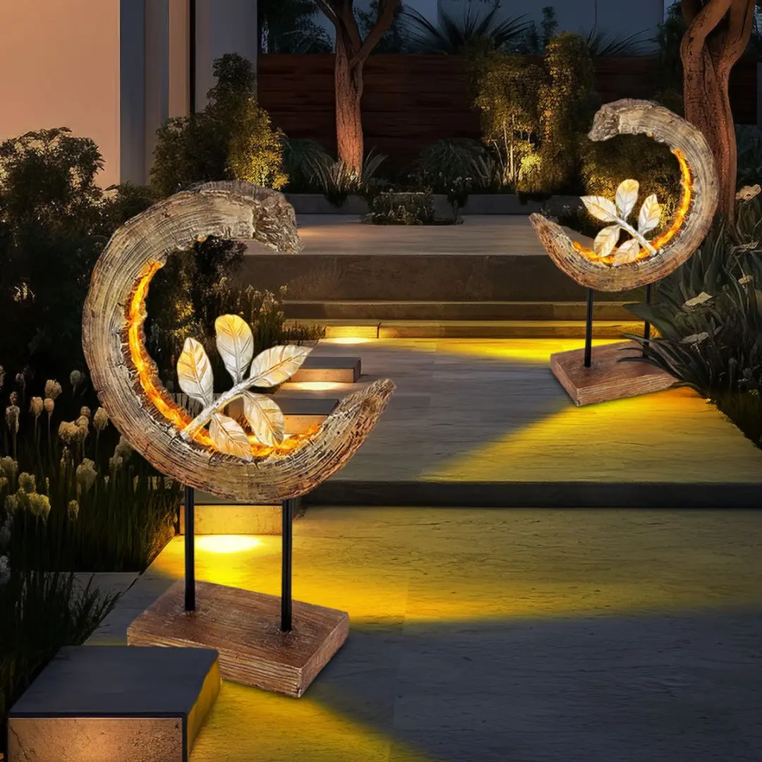 Globo Solarlamp Maan Houtlook 24x52cm - 2 Stuks
