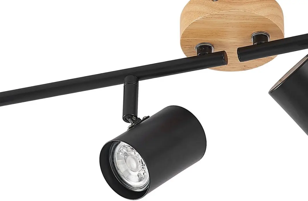 Lindby Plafondlamp 4-Lichts GU10 - Zwart/Licht Hout