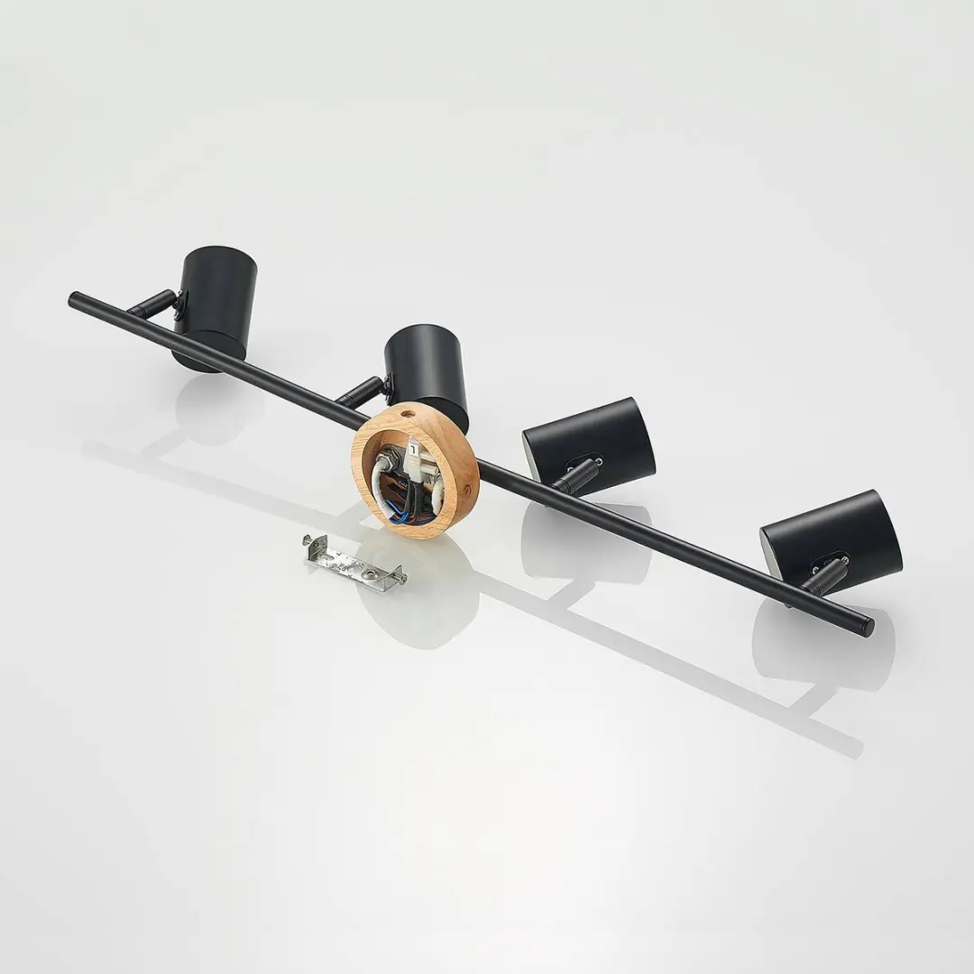 Lindby Plafondlamp 4-Lichts GU10 - Zwart/Licht Hout