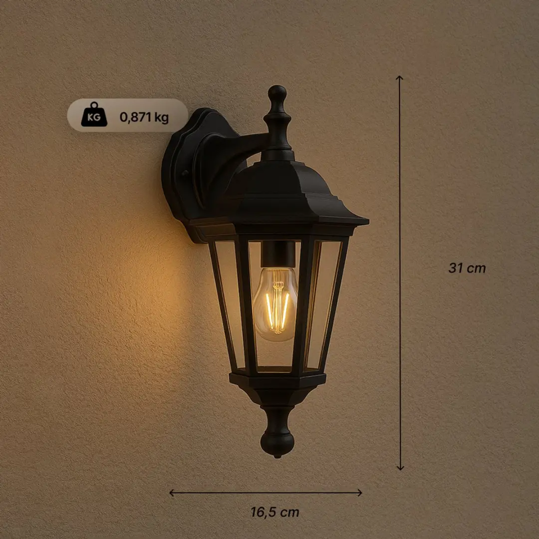 Brilliant Carleen Buitenlamp E27 - Zwart - afbeelding 6 van 6