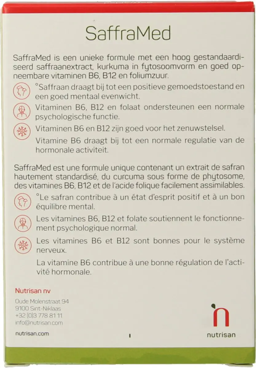 Nutrisan Safframed 30 Vegetarische Capsules