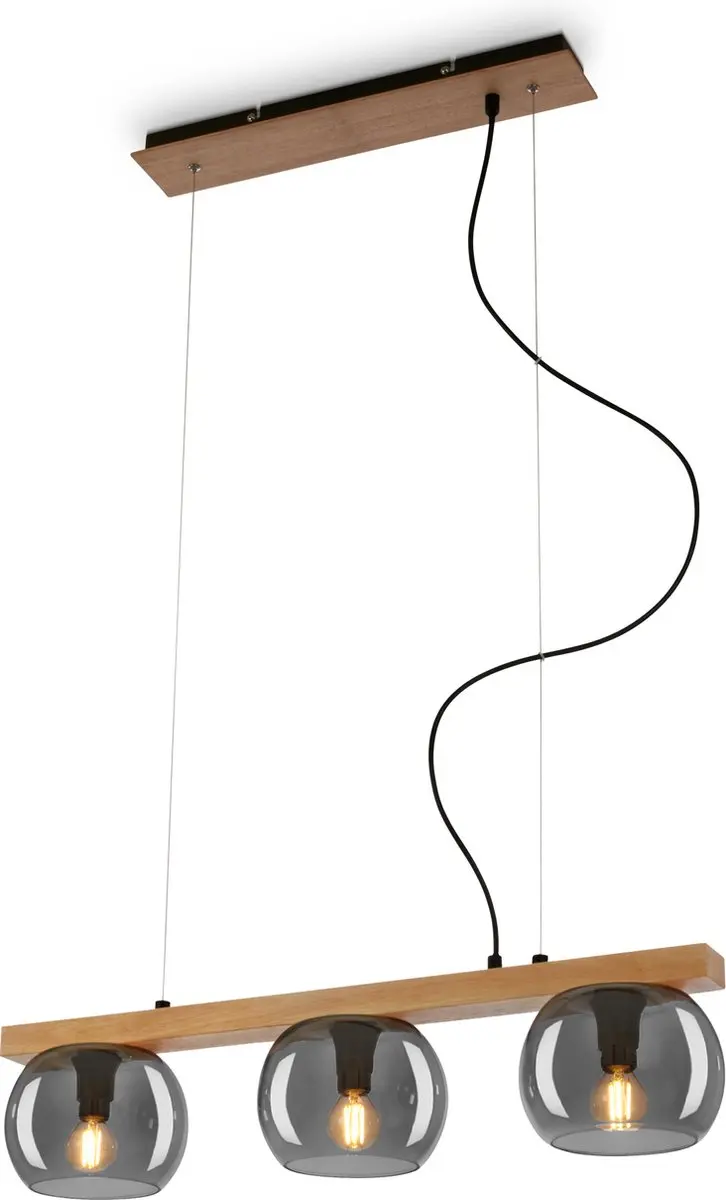 Briloner Kyro Hanglamp - 3x E14 10W - Rookglas
