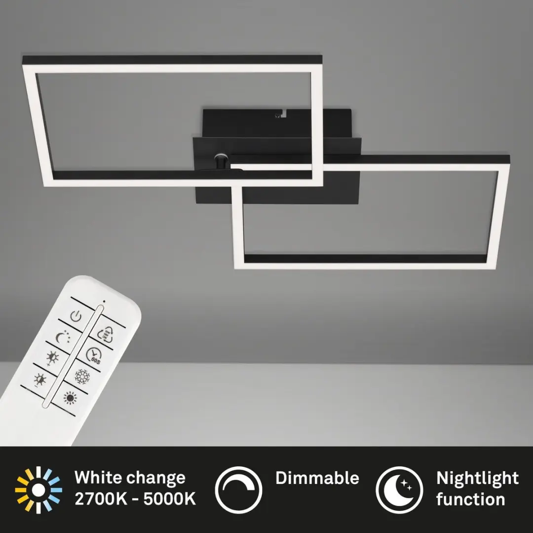 Briloner LED Plafondlamp 2x30W - Dimbaar - Zwart