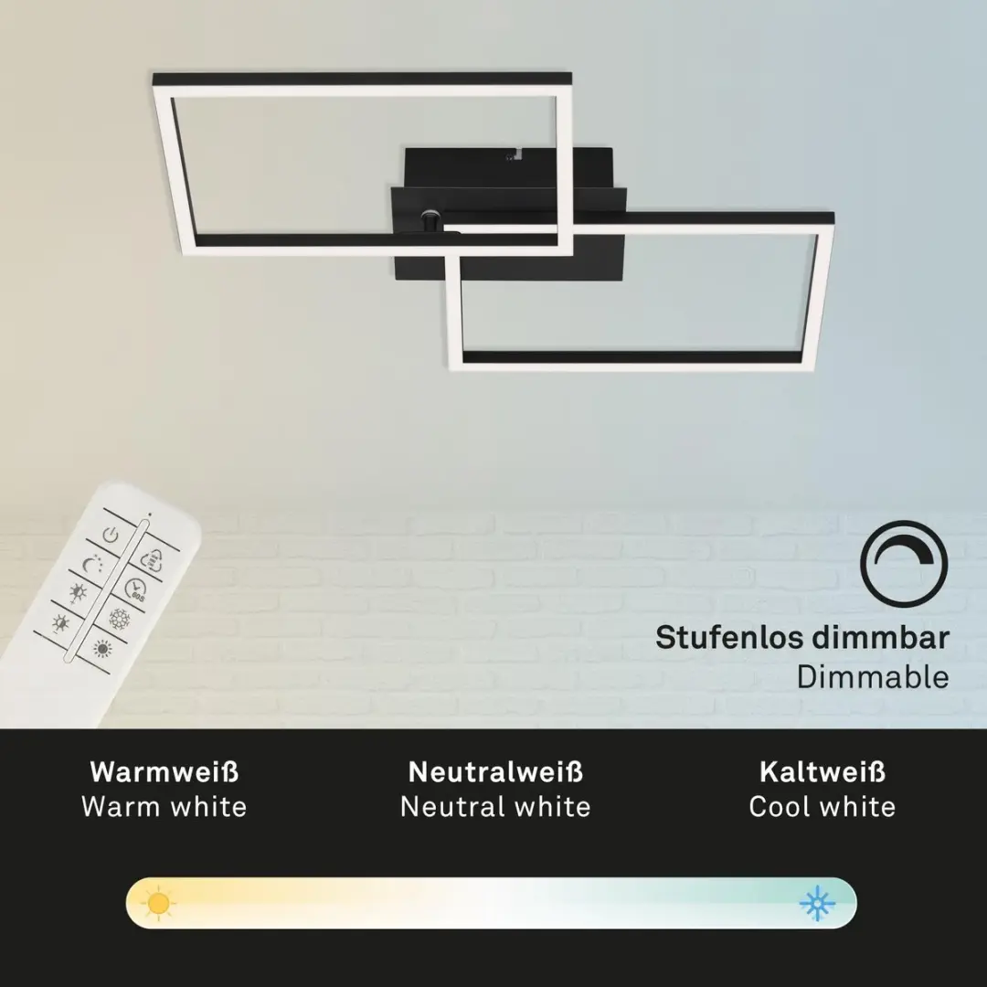 Briloner LED Plafondlamp 2x30W - Dimbaar - Zwart