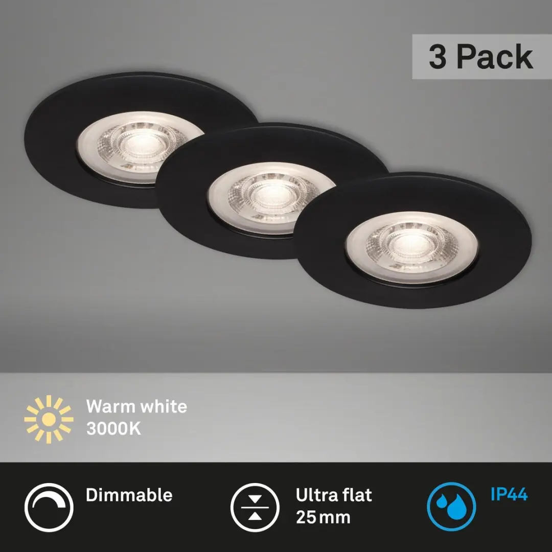 Briloner LED Inbouwspots 3 Stuks - 5W - 3.000K - Zwart