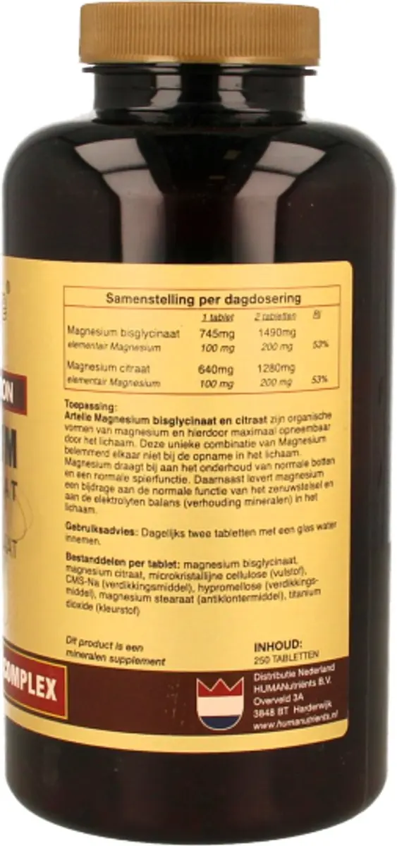 Artelle Magnesium Bisglycinaat & Citraat 250 Tabletten