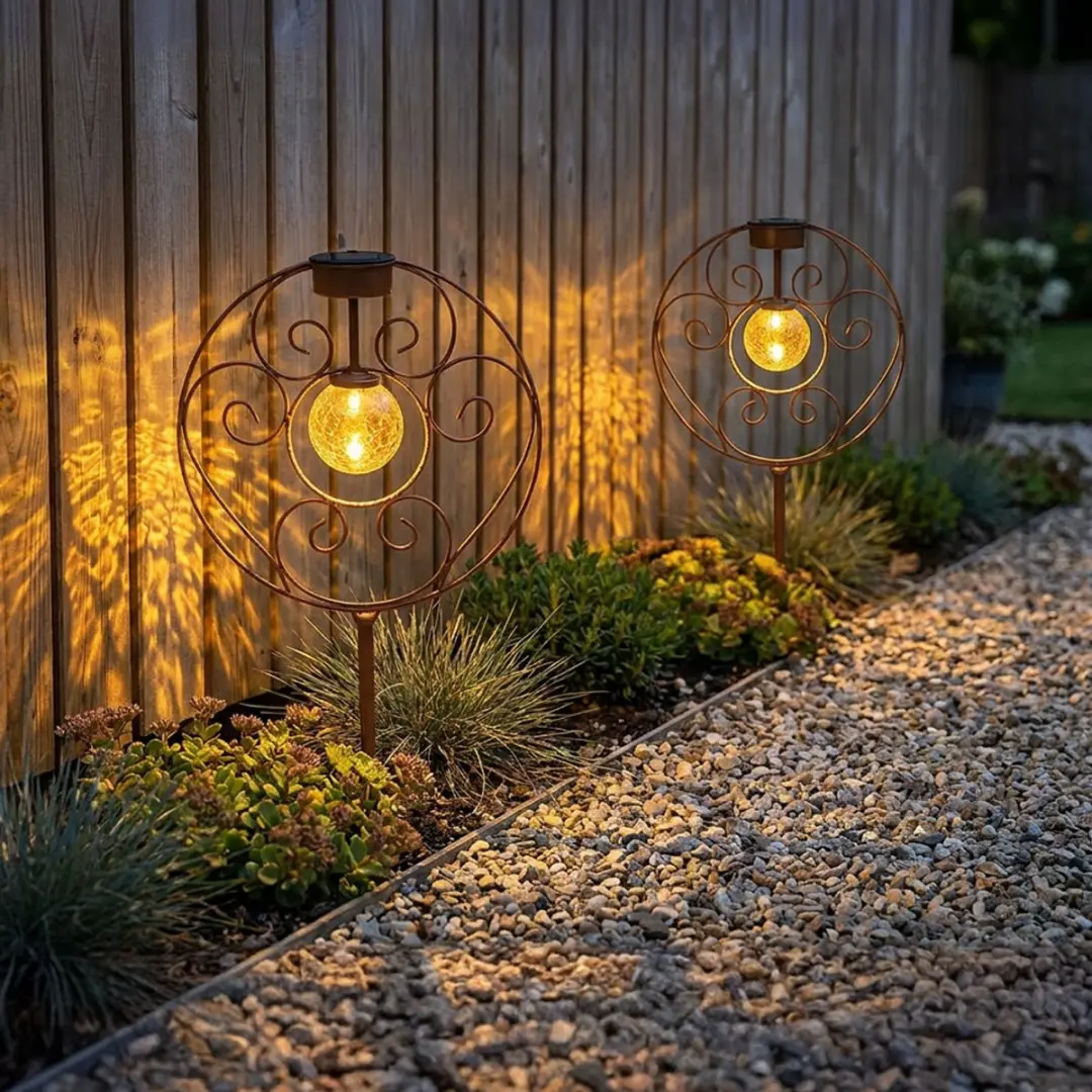 Globo Oosterse Glazenbol Solarlamp - Bruin - 30x8,5x41cm