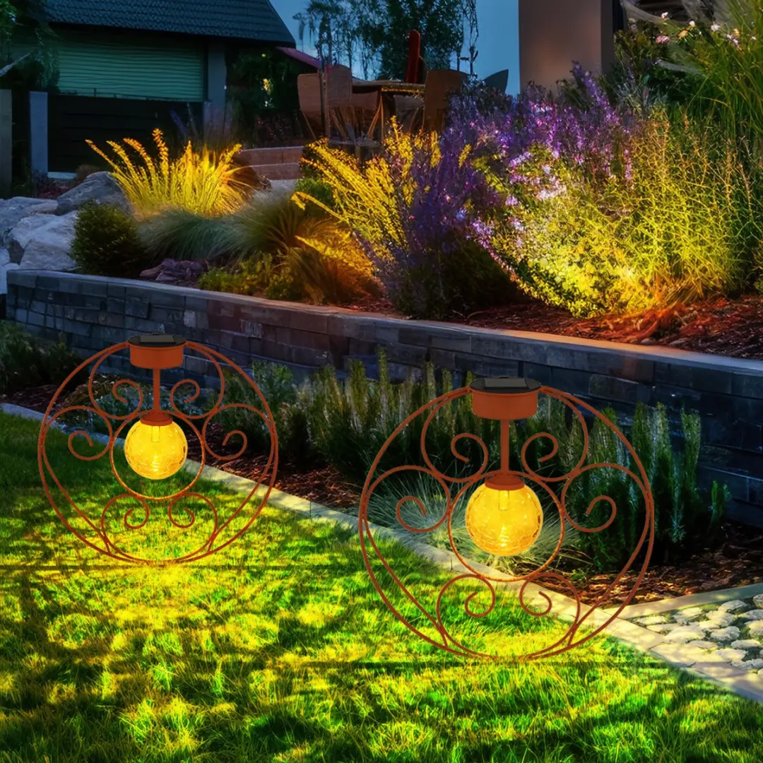 Globo Oosterse Glazenbol Solarlamp - Bruin - 30x8,5x41cm