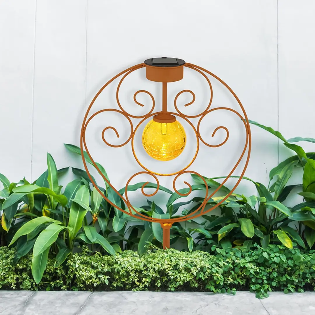 Globo Oosterse Glazenbol Solarlamp - Bruin - 30x8,5x41cm