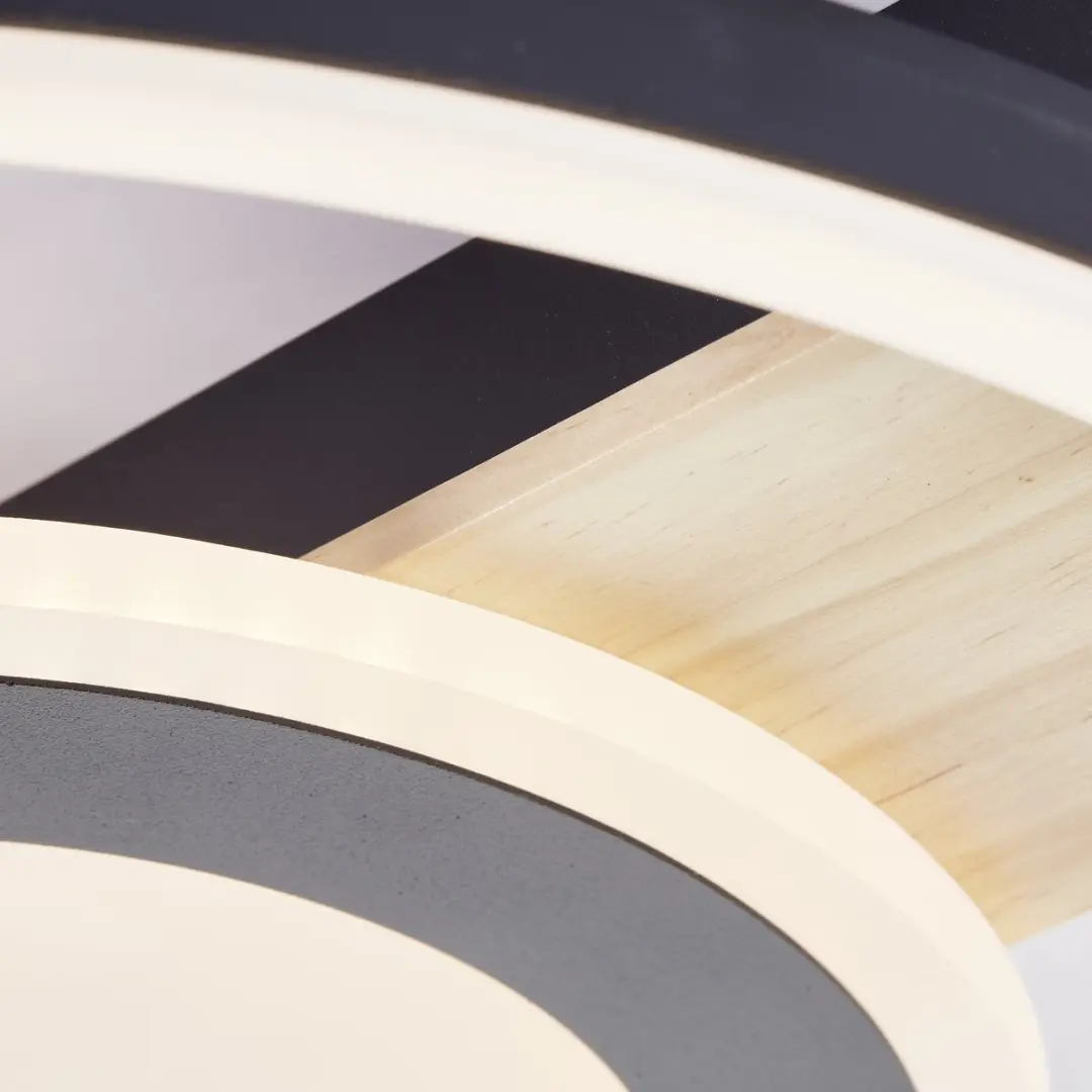 Brilliant Maureen LED Plafondlamp 22W - 3000K - Zwart/Hout
