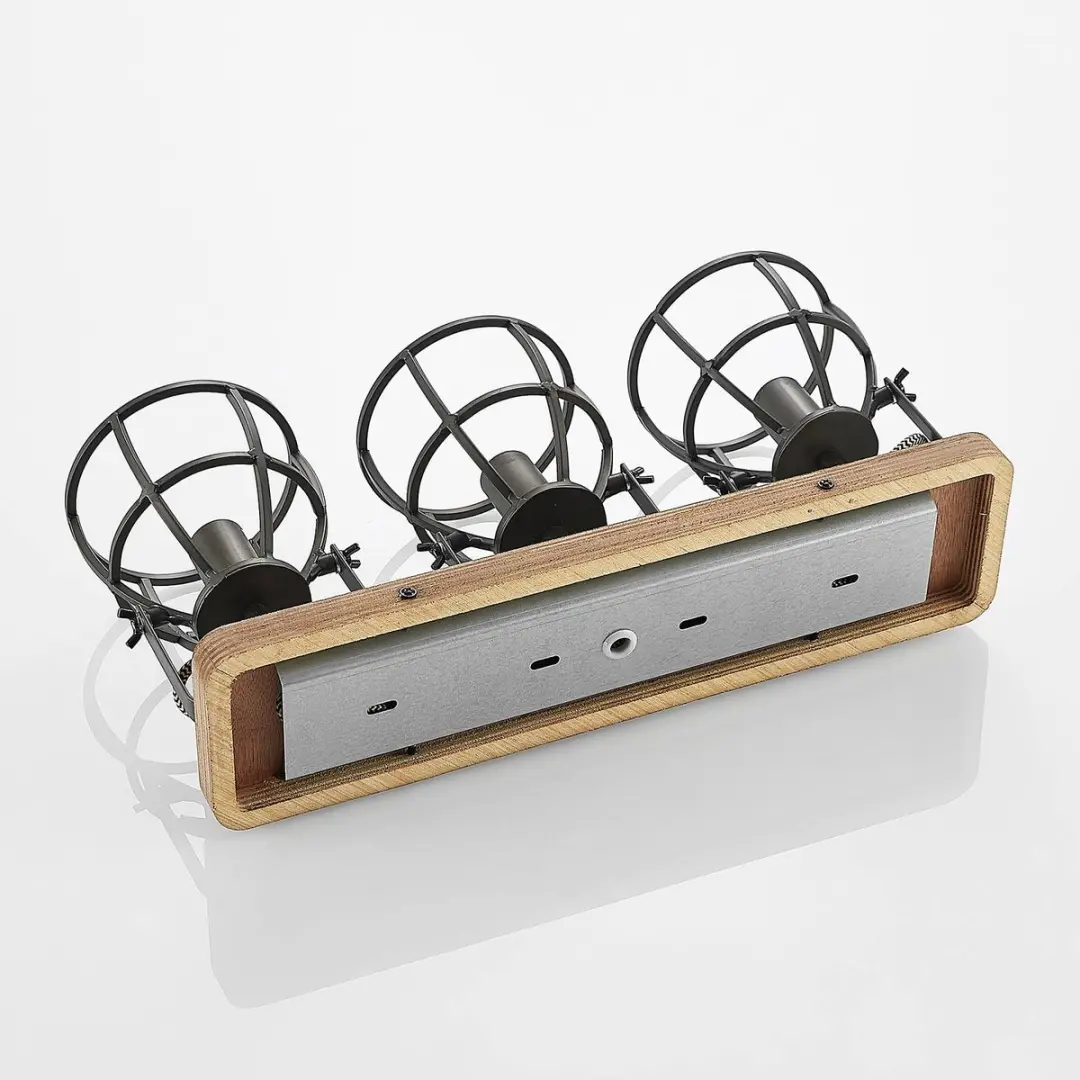 Lindby Plafondlamp Hout 3-Lichts Metaal - Zwart/Bruin