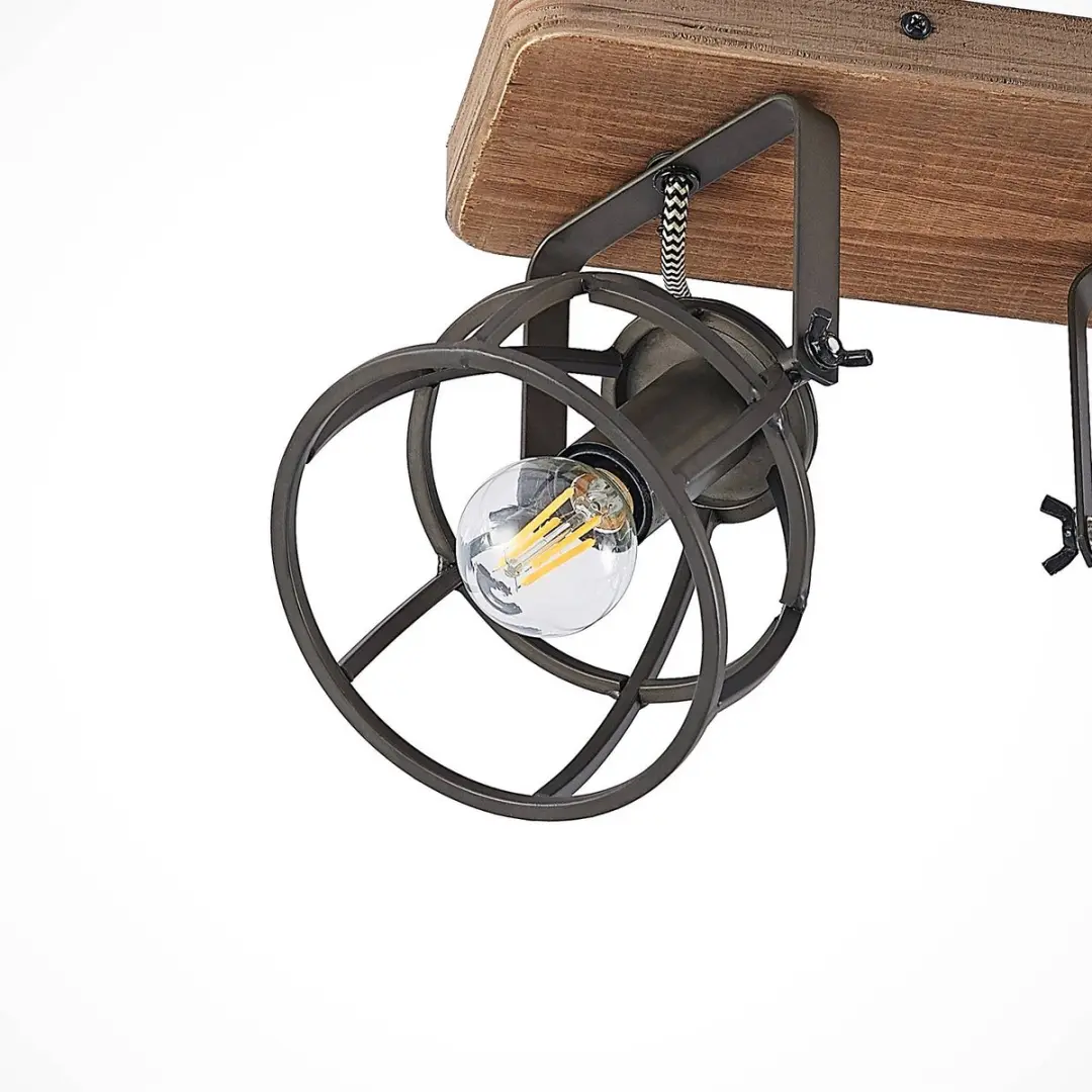 Lindby Plafondlamp Hout 3-Lichts Metaal - Zwart/Bruin