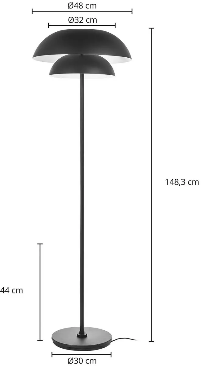 Lucande Vloerlamp 1 Lichtpunt E27 151cm - Zwart