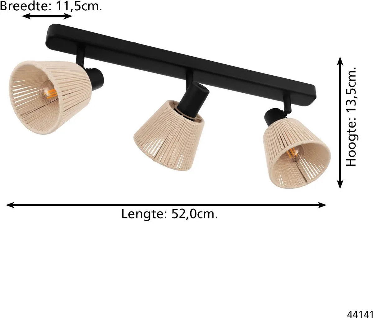 Eglo Seagard Spot E14 - 3x Kantelbaar - Zwart/Crème - afbeelding 6 van 6