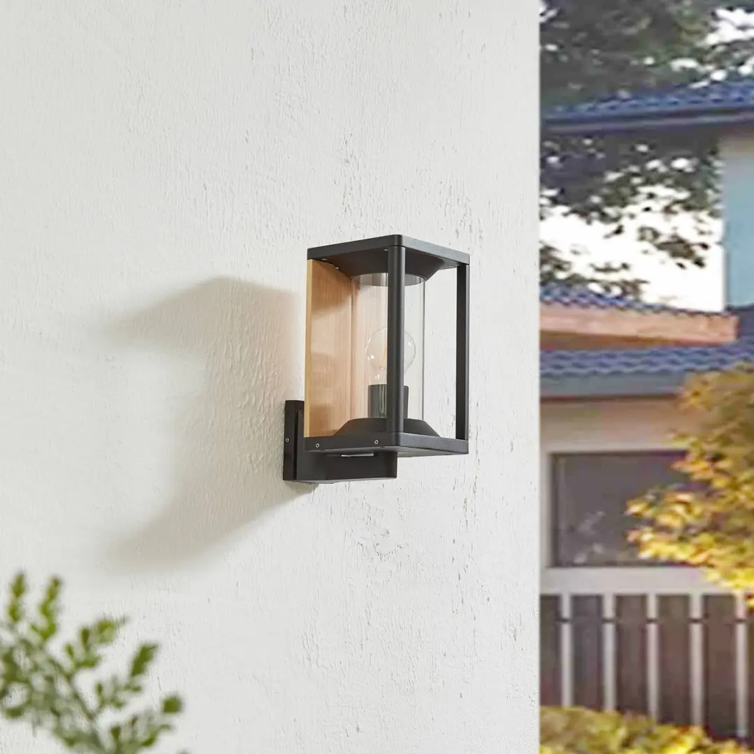 Lucande Wandlamp Buiten 1 Licht E27 - Zwart/Transparant