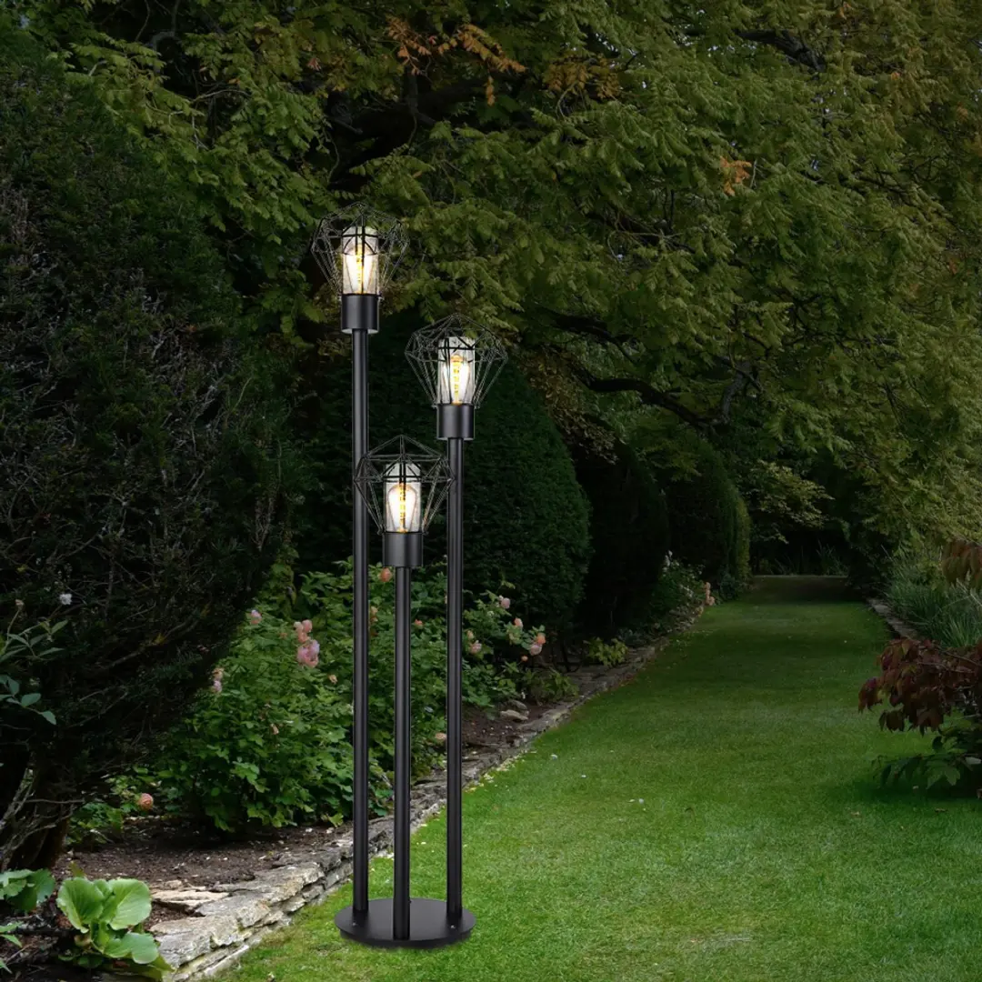 Globo Vloerlamp Padlamp 3-vlammen E27 - 44x170cm - Zwart
