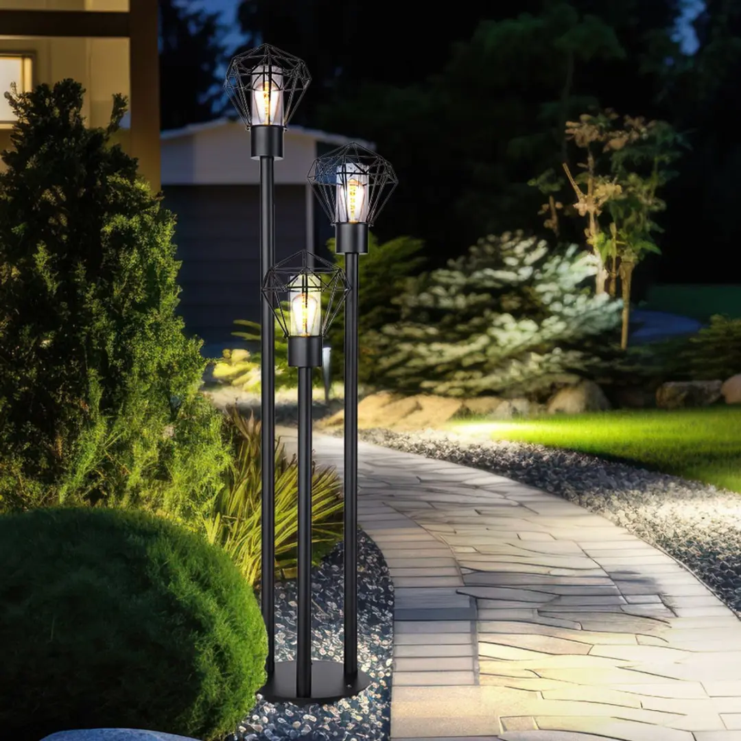 Globo Vloerlamp Padlamp 3-vlammen E27 - 44x170cm - Zwart