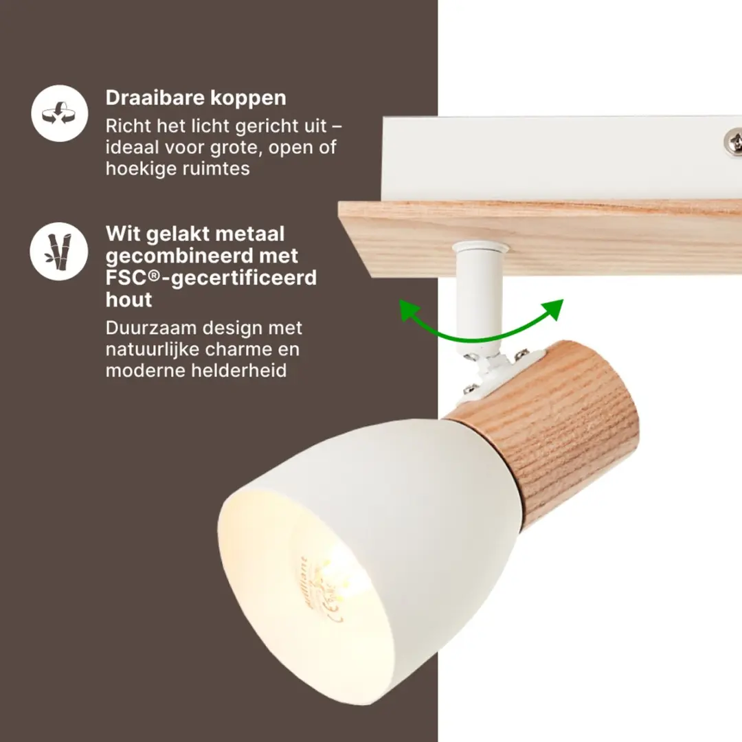 Brilliant Daintree Spotbalk 4-lichts - Zwenkbaar E14 28W