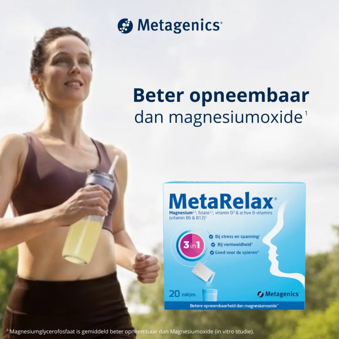 Metagenics MetaRelax Magnesium Poeder 20 Zakjes