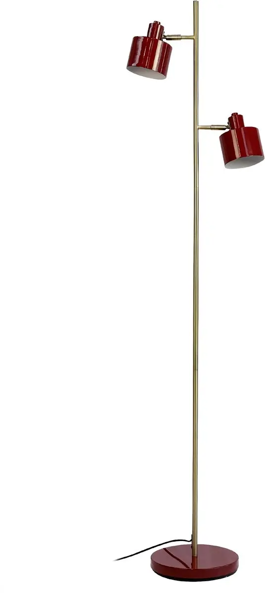 Dyberg Larsen Vloerlamp Ocean H160cm - 2x6W - Donkerrood/Messing