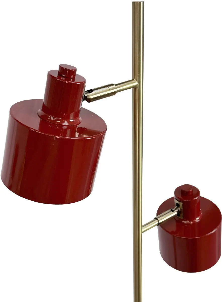 Dyberg Larsen Vloerlamp Ocean H160cm - 2x6W - Donkerrood/Messing
