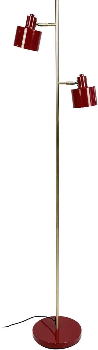 Dyberg Larsen Vloerlamp Ocean H160cm - 2x6W - Donkerrood/Messing