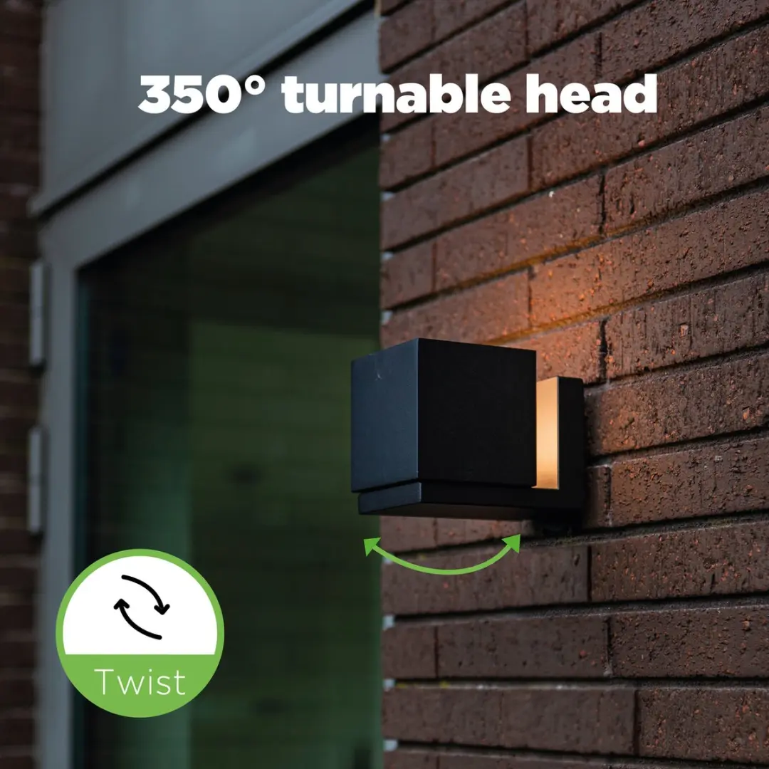 Lutec Cuba LED Wandlamp Buiten - 500 Lm 3000K - Mat Zwart