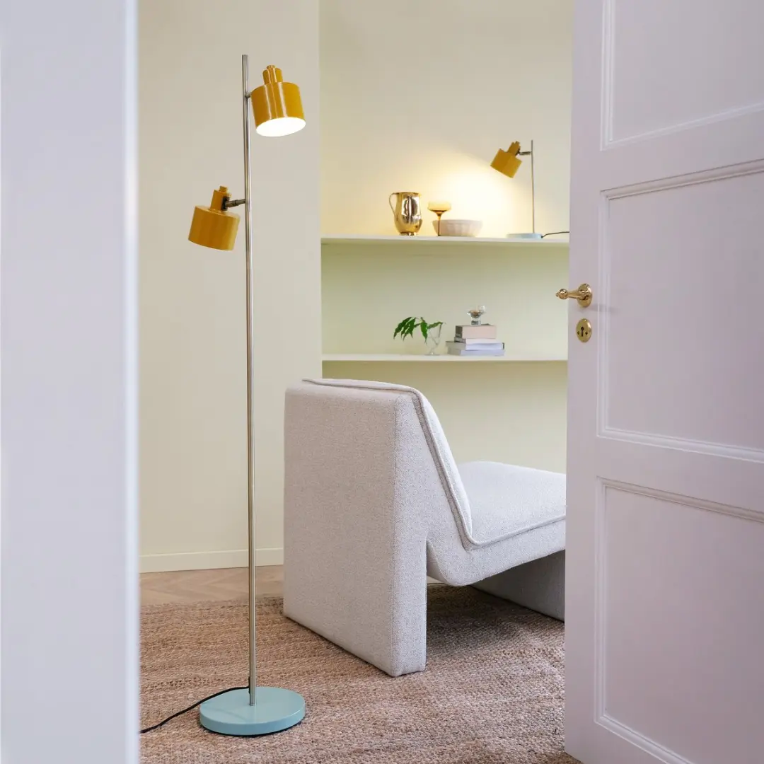 Dyberg Larsen Ocean Curry Staande Lamp 2x40W - Geel