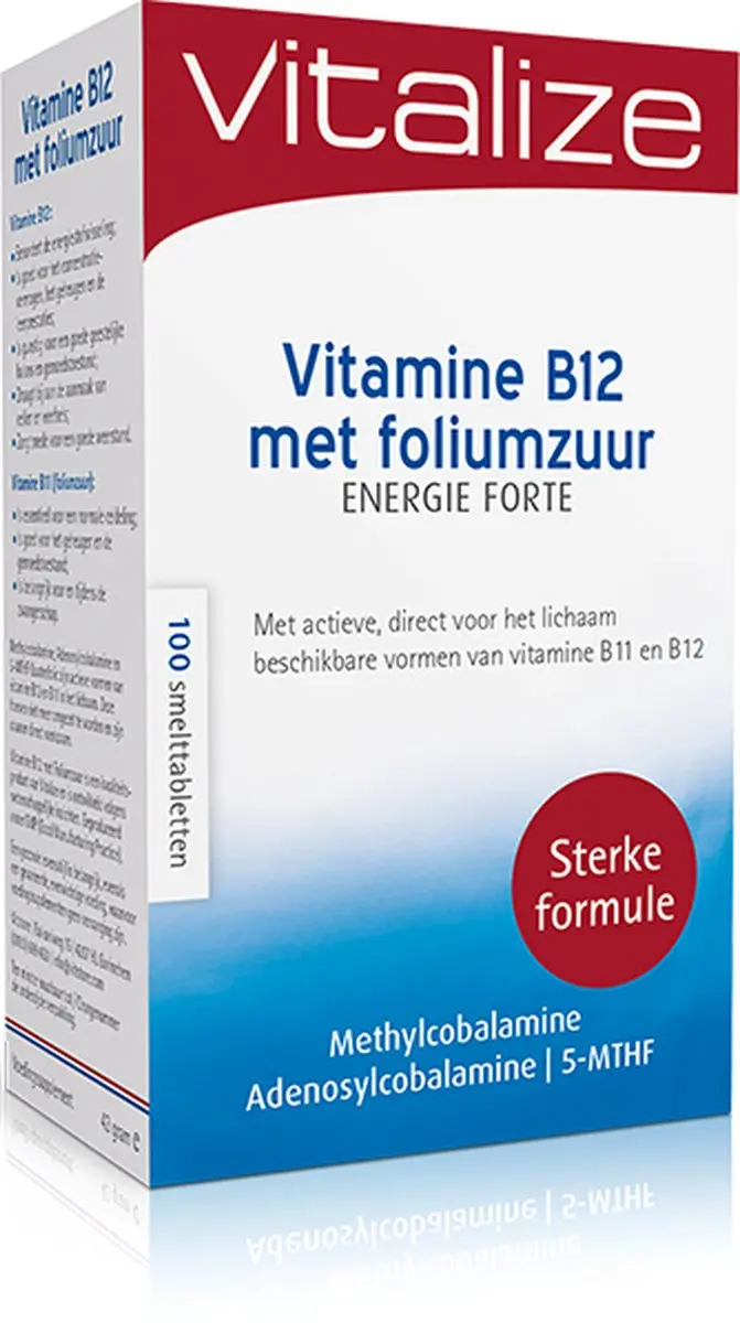 Vitalize Vitamine B12 Foliumzuur Energie Forte 100 Smelttabletten