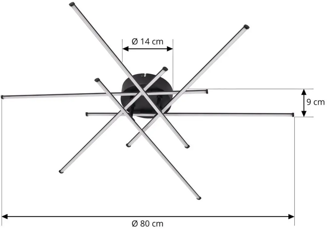 Lindby LED Plafondlamp 80cm - 34W - Zwart/Wit