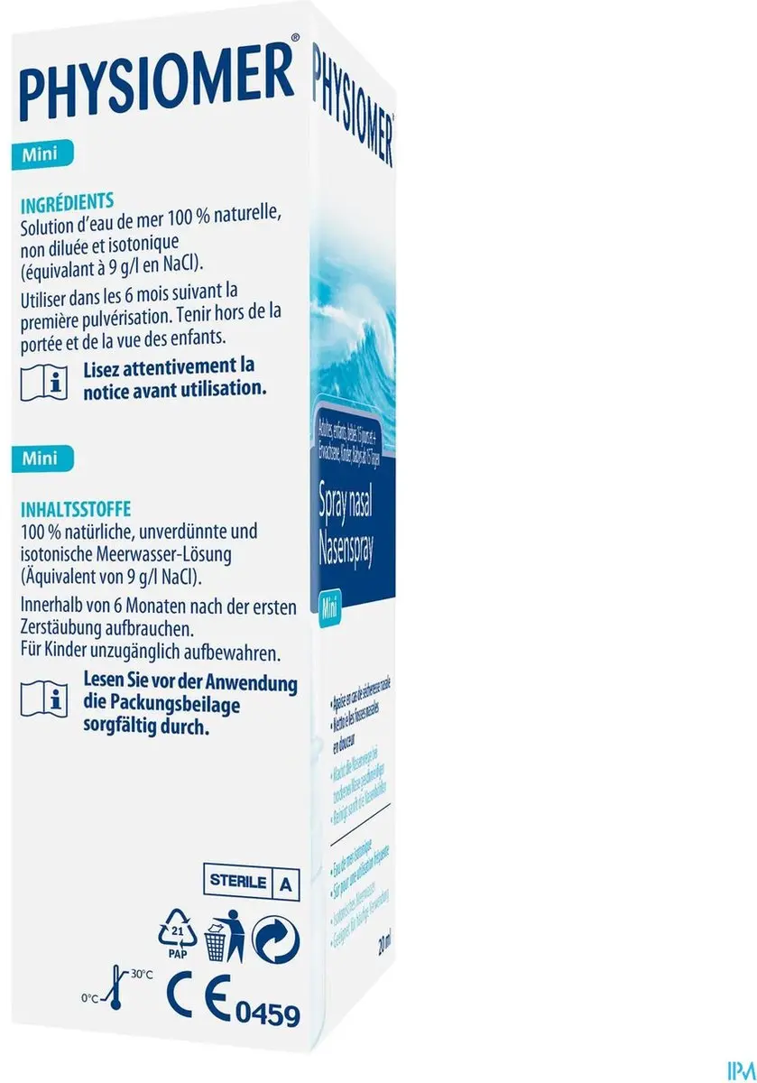 Physiomer Mini Neusspray Isotonisch 20ml - 20 Stuks