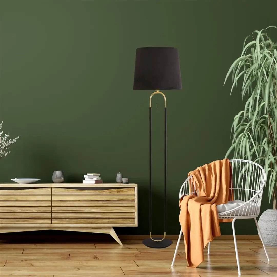 Searchlight Jazz Vloerlamp - Zwart/Goud