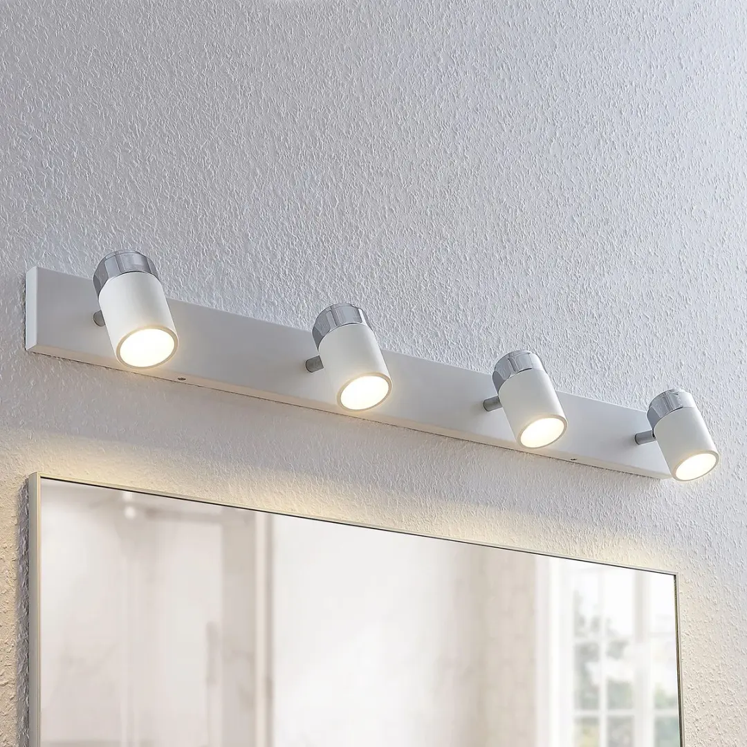 Lindby 4-lichts Buitenspot Metaal Glas - GU10 - Wit/Chroom Mat