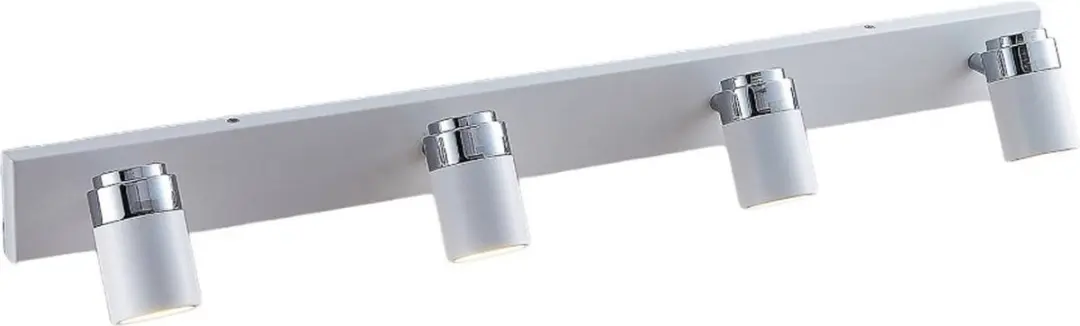 Lindby 4-lichts Buitenspot Metaal Glas - GU10 - Wit/Chroom Mat