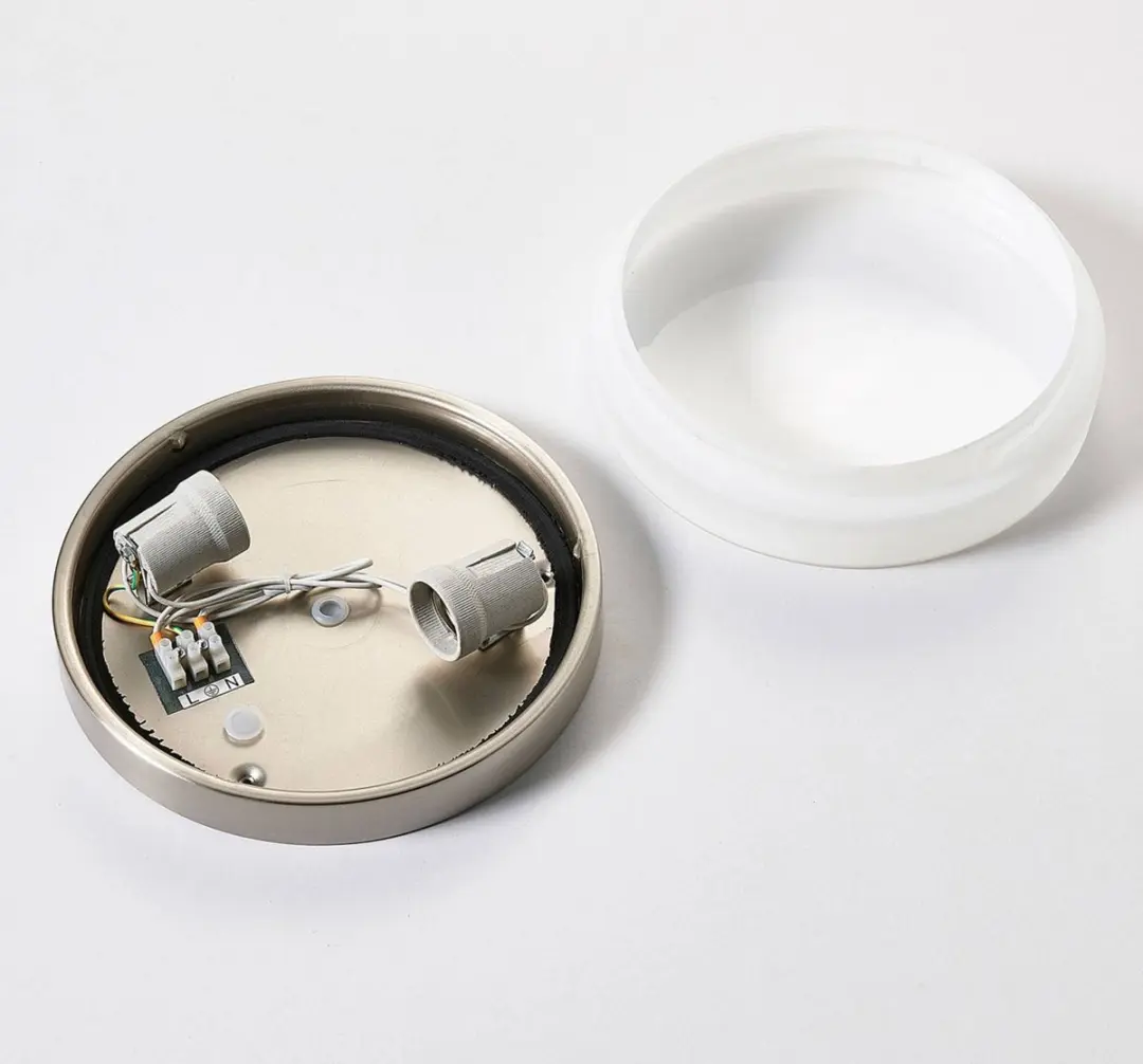 Lindby Plafondlamp Badkamer 2-Lichts - Ø23,5cm - Wit/Nikkel