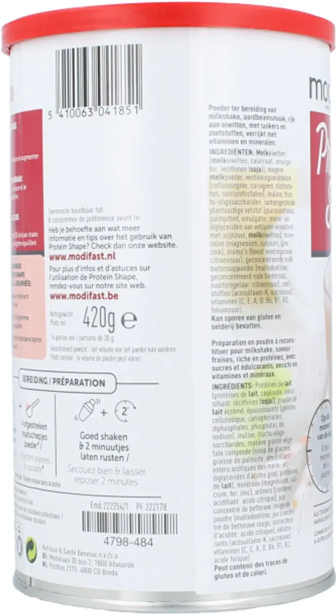 Modifast Protein Shape Milkshake Aardbei 420g
