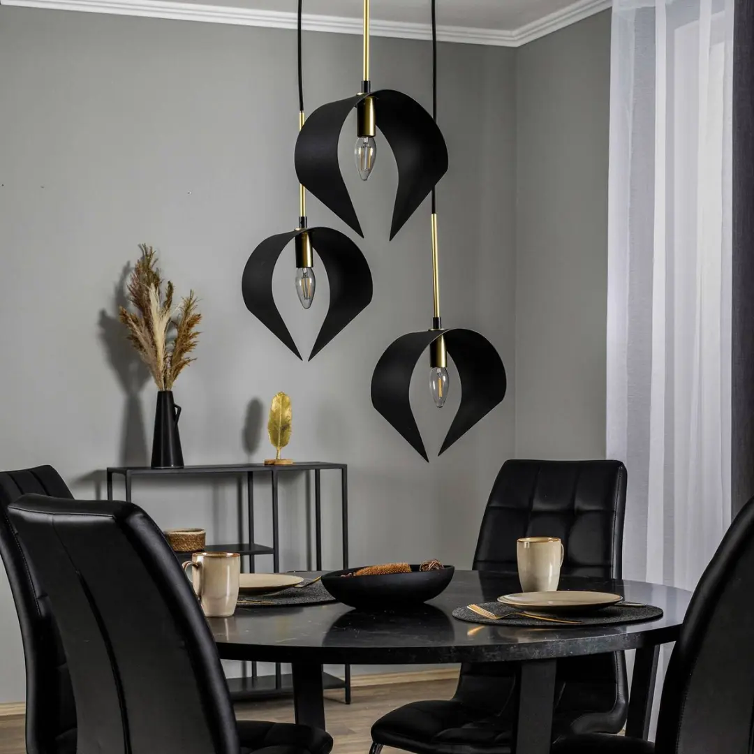 Lucande Hanglamp 3-Lichts Staal E14 - Zandzwart